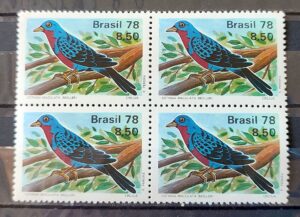 C 1037 Selo Passaros Brasileiros Fauna Ave Cotinga 1978 Quadra