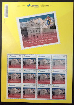 PB 105 Selo Personalizado Básico Catedral Primacial do Brasil Salvador Bahia Fachada 2019 Folha