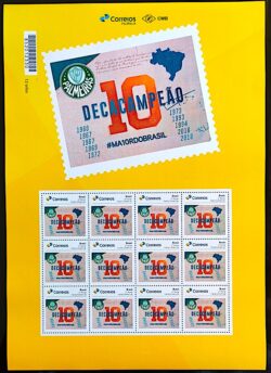 PB 118 Selo Personalizado Básico Palmeiras Decacampeão do Campeonato Brasileiro 2019 Folha G
