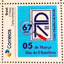 PB 154 Selo Personalizado 67 Anos do Clube Filatélico de Recife 2020