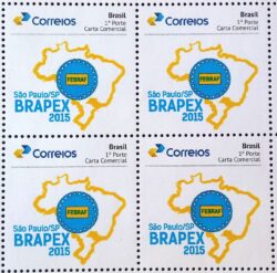PB 45 Selo Personalizado Brapex 2015 Mapa Logo Gomado 2017 Quadra