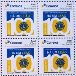 PB 59 Selo Personalizado 100 Anos Lions Uberaba 2017 Quadra