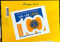 PB 59 Selo Personalizado 100 Anos Lions Uberaba Gomado 2017 Vinheta G