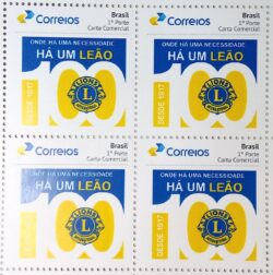 PB 61 Selo Personalizado 100 Anos Lions 2017 Quadra
