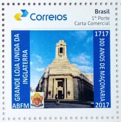 PB 67 Selo Personalizado 300 Anos de Maçonaria Grande Loja Unida da Inglaterra Externa 2017