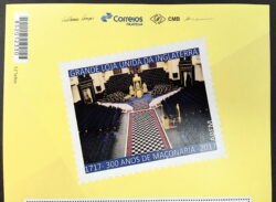 PB 68 Vinheta Selo Personalizado 300 Anos de Maconaria Grande Loja Unida da Inglaterra Interna 2017