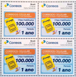 PB 83 Selo Personalizado Correios Celular Chips Habilitado 2018 Gomado Quadra