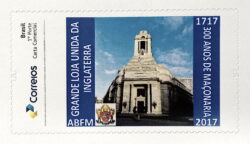 PB 85 Selo Personalizado 300 Anos de Maçonaria Grande Loja Unida da Inglaterra Externa Gomado 2018