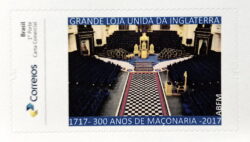PB 86 Selo Personalizado 300 Anos de Maconaria Grande Loja Unida da Inglaterra Interna 2017