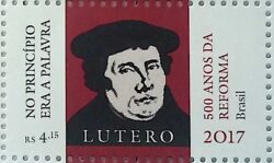 C 3690 Selo 500 Anos da Reforma Luterana Brasil Alemanha Lutero 2017