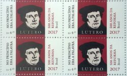 C 3690 Selo 500 Anos da Reforma Luterana Emissão Conjunta Brasil Alemanha Lutero 2017 Quadra