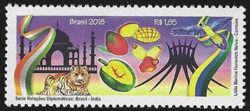 C 3757 Selo Série Relações Diplomáticas Brasil Índia 2018