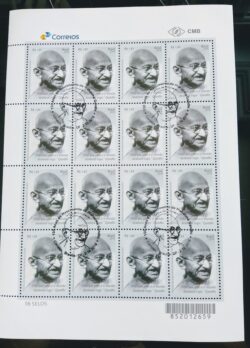 C 3758 Selo 150 Anos do nascimento de Mahatma Gandhi 2018 Folha CBC