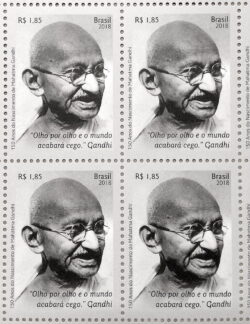 C 3758 Selo 150 Anos do nascimento de Mahatma Gandhi 2018 Quadra