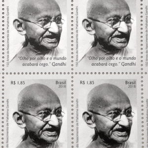 C 3758 Selo 150 Anos do nascimento de Mahatma Gandhi 2018 Quadra