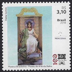 C 3795 Selo Serie Mercosul Museus Nacionais 100 Anos do Museu de Arte da Bahia 2018