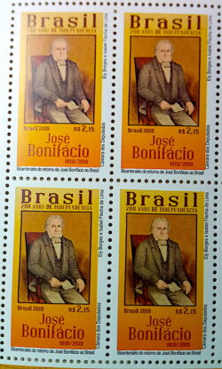 C 3827 Selo Bicentenario da Independencia Jose Bonifacio ao Brasil 2019 Quadra