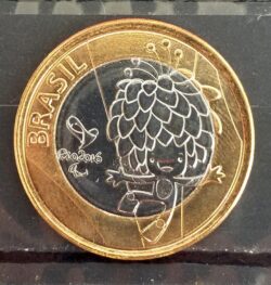 Moeda Brasil Olimpiadas 1 Real Mascote Tom Flor de Cunho