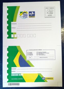 Cod 0143 AEROGRAMA NACIONAL BRASIL SEM FITA ADESIVA 350 Anos dos Correios 2013