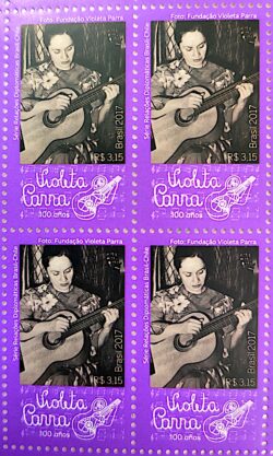 C 3748 Selo Relacoes Diplomaticas Brasil Chile Violeta Parra Violao Musica 2017 Quadra