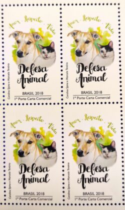 C 3751 Selo Defesa Animal Cachorro Gato 2018 Quadra