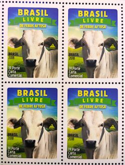 C 3752 Selo Febre Aftosa Gado Boi Vaca Saude Animal 2018 Quadra
