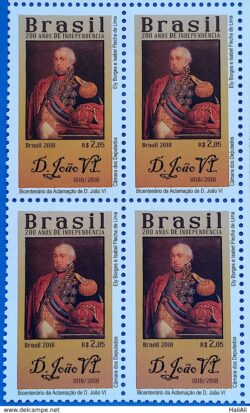 C 3754 Selo Bicentenario da Independencia Aclamacao de Dom Joao VI 2018 Quadra