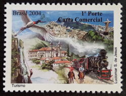 C 2598 Selo Despersonalizado Turismo Trem Cavalo Ave Cristo Redentor 2004