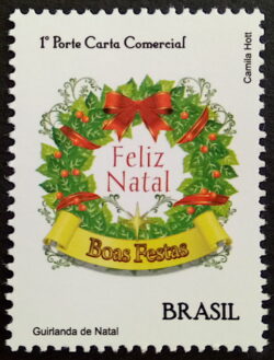 C 3064 Selo Despersonalizado Feliz Natal Guirlanda 2010