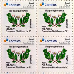 PB 121 Selo Personalizado Básico Encontros Filatélicos de SC Erva Mate 2019 Quadra