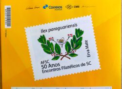 PB 121 Selo Personalizado Básico Encontros Filatélicos de SC Erva Mate 2019 Vinheta