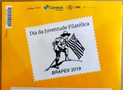 PB 123 Selo Personalizado Básico Brapex 2019 Juventude Filatélica Bandeira Vinheta