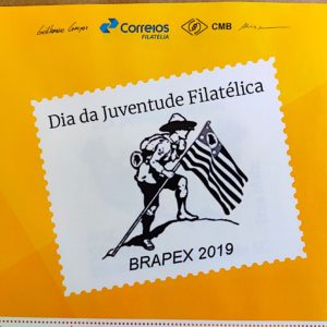PB 123 Selo Personalizado Básico Brapex 2019 Juventude Filatélica Bandeira Vinheta