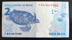 Cedula R$ 2 Reais Segunda Família FB012217590 Meirelles e Goldfajn