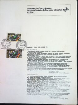 Edital 1974 17 Copa do Mundo Com Selo CPD e CBC SP