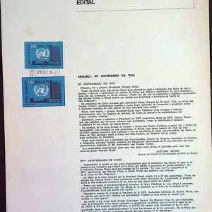 Edital 1975 24 Aniversario ONU Com Selo CPD SP