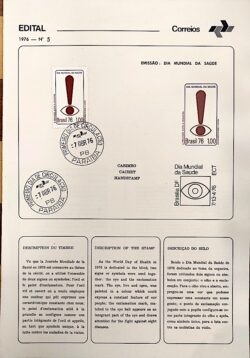 Edital 1976 05 Dia Mundial da Saúde Cego Olho Com Selo CPD PB