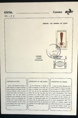 Edital 1976 05 Dia Mundial da Saúde Cego Olho Com Selo Sobreposto CPD Juiz de Fora