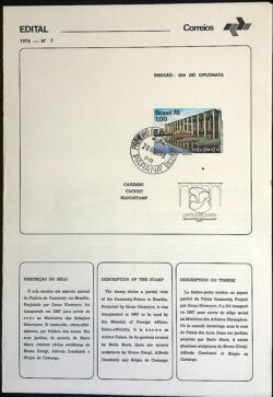 Edital 1976 07 Dia do Diplomata Direito Relações Exteriores Sem Selo CPD PR