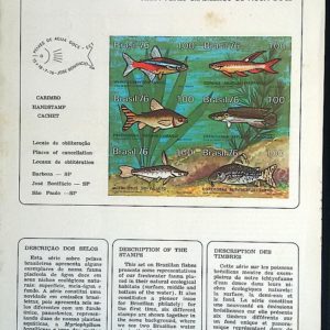 Edital 1976 13 Peixes Brasileiros Com Selo CPD CBC SP Interno