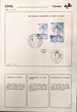 Edital 1976 14 Tricentenário da Cidade de Laguna Farol Com Selo CPD Juiz de Fora