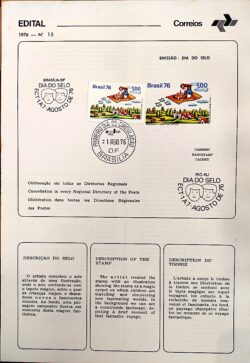 Edital 1976 15 Dia do Selo Tapete Com Selo CPD e CBC DF Brasília