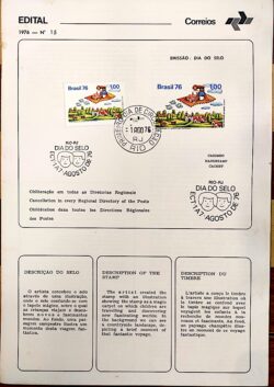 Edital 1976 15 Dia do Selo Tapete Com Selo CPD e CBC RJ