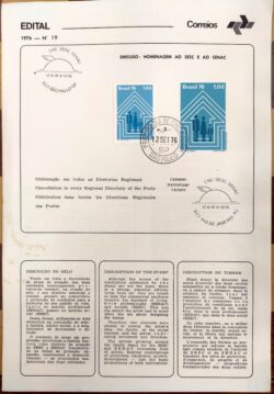 Edital 1976 19 Homenagem ao SESC e ao SENAC Com Selo CPD e CBC SP