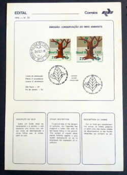Edital 1976 20 Conservação do Meio Ambiente Com Selo CPD CBC RJ