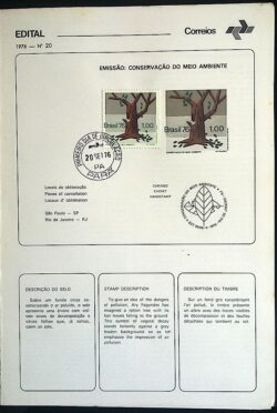 Edital 1976 20 Conservação do Meio Ambiente Com Selo CPD PA Belém