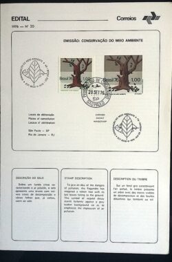Edital 1976 20 Conservação do Meio Ambiente Com Selo CPD e CBC SP