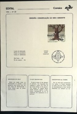 Edital 1976 20 Conservação do Meio Ambiente Sem Selo