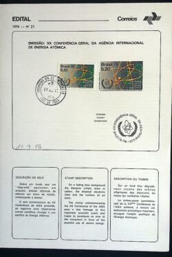 Edital 1976 21 Energia Atomica Com Selo CPD Juiz de Fora