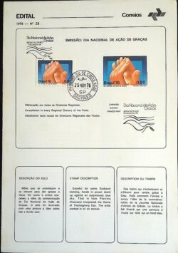 Edital 1976 28 Ação de Graças Com Selo CBC e CPD SP